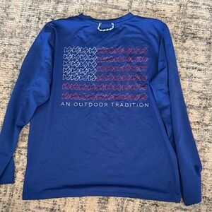 EUC Prodoh kids xs 7/8 Blue Long Sleeve Shirt with Flag Design
